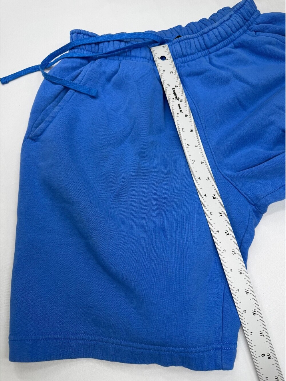 Nike Men's Shorts Sweat Fleece Logo Drawstring Solid Slash Pocket Size M Blue - Picture 4 of 8